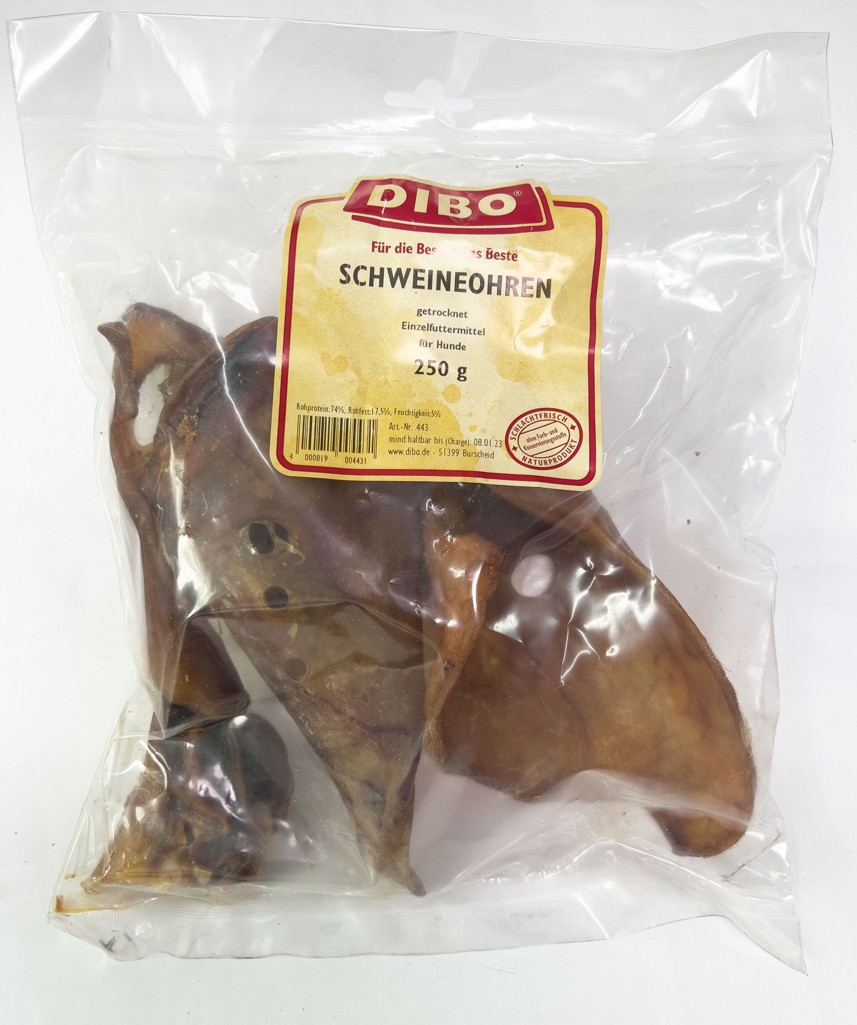 DIBO Schweineohren Leckerli für Hunde - 250 g-Packung ✔️ für 6,70 ✔️ Quebag Agrar Shop