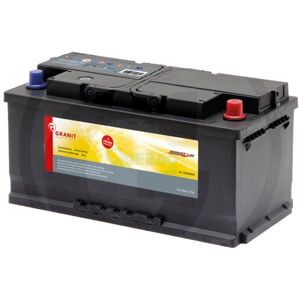 Starterbatterie 12 V 90 Ah. Kältestrom nach EN 770 A. 353 x 175 x 175 mm  (LxBxH). ✔️ für 94,90 € ✔️ Quebag Agrar Shop