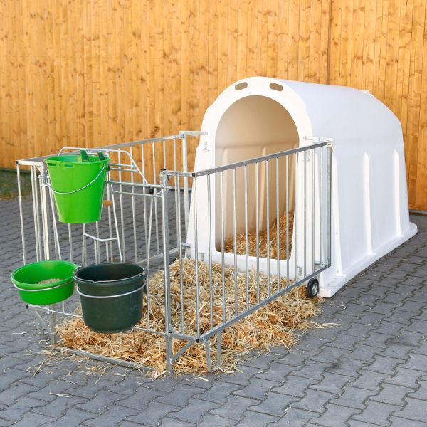 Bild 1 4x Kälberhütte Calf House PE UV+ mit Zaun