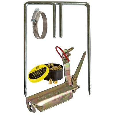 Wühlmaus-Selbstschussgerät Mod. Torero (PTB 935) komplett mit 50 Patronen und Halterung