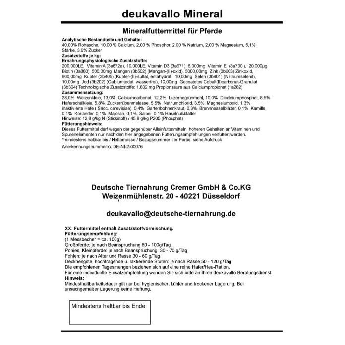 deukavallo Mineral 8 kg – Mineralfutter für Pferde ✓ 22,90 €