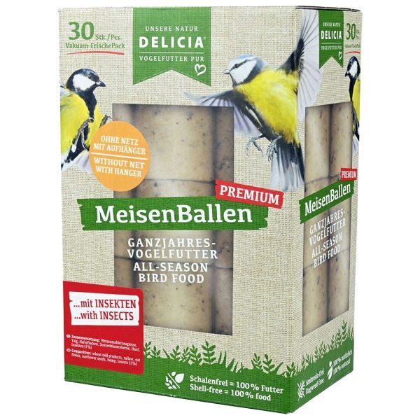 Vogelfutter DELICIA Premium MeisenBallen mit Insekten 30er Ökopack