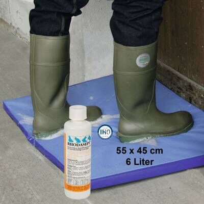 Bild 1 Stalldesinfektionsset RHODASEPT + Matte 250 g-Flasche + Desinfektionsmatte klein