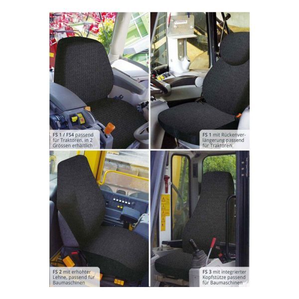 Housse De Siège Tracteur Anthracite - Pour Grammer S42, S42/1, DS50, Tissu Résistant Polyester