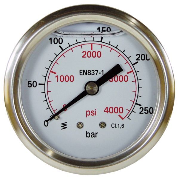 Hochdruckmanometer 0 - 250 bar. Ø 63 mm.