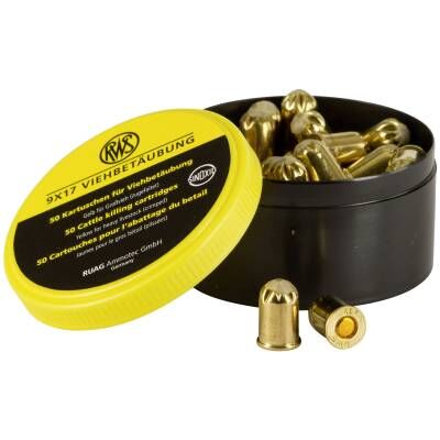 Bild 1 Patronen zu Viehbetäubungsapparat/Bolzenschussgerät gelb. Mittlere Ladung.