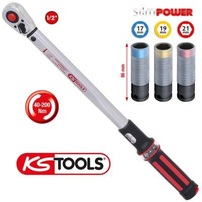 Bild 1 KS TOOLS ERGOTORQUE®precision Ratschen-Drehmomentschlüssel 1/2" + Stecknuss-Satz