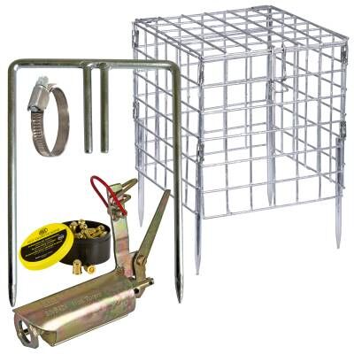 Bild 1 Wühlmaus-Selbstschussgerät komplett mit 50 Patronen, Halterung und Schutzkorb Model Torero, PTB 935