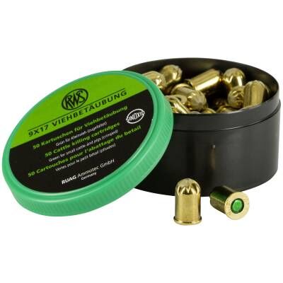 Bild 1 Patronen zu Viehbetäubungsapparat/Bolzenschussgerät Grün. Schwache Ladung.